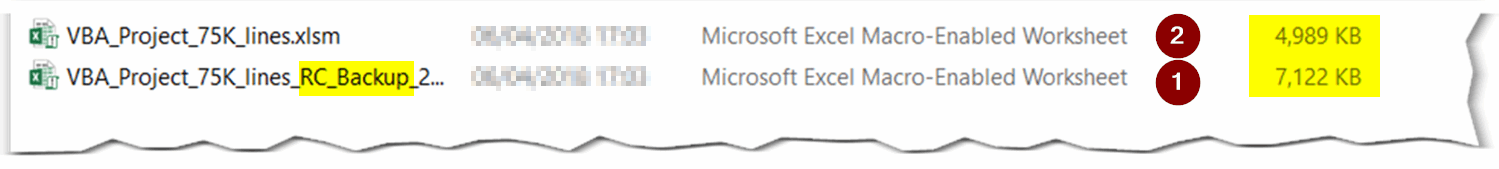 Cleaned macro Excel files in File Explorer
